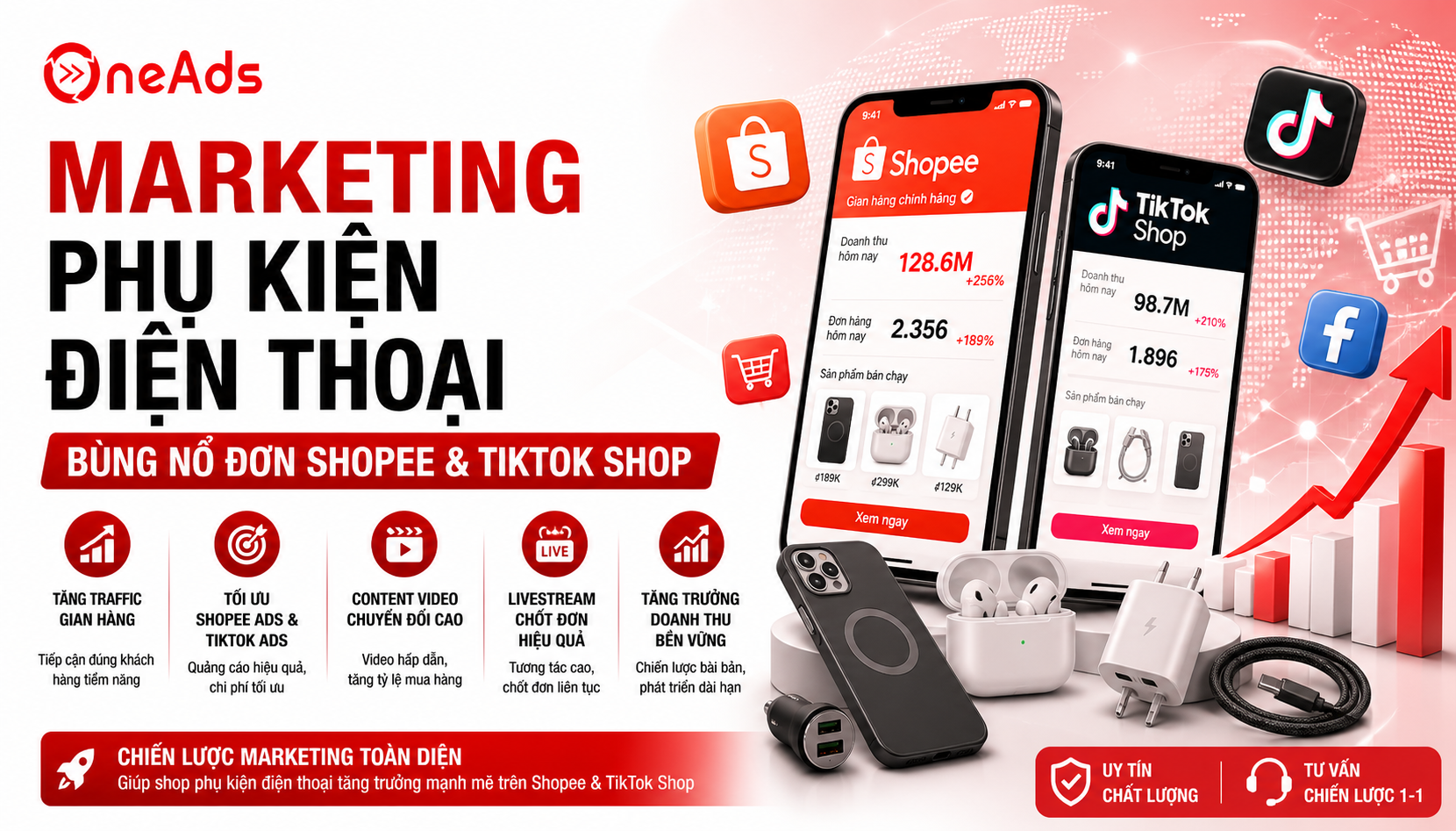 Marketing phụ kiện điện thoại: Bùng nổ đơn Shopee & TikTok Shop