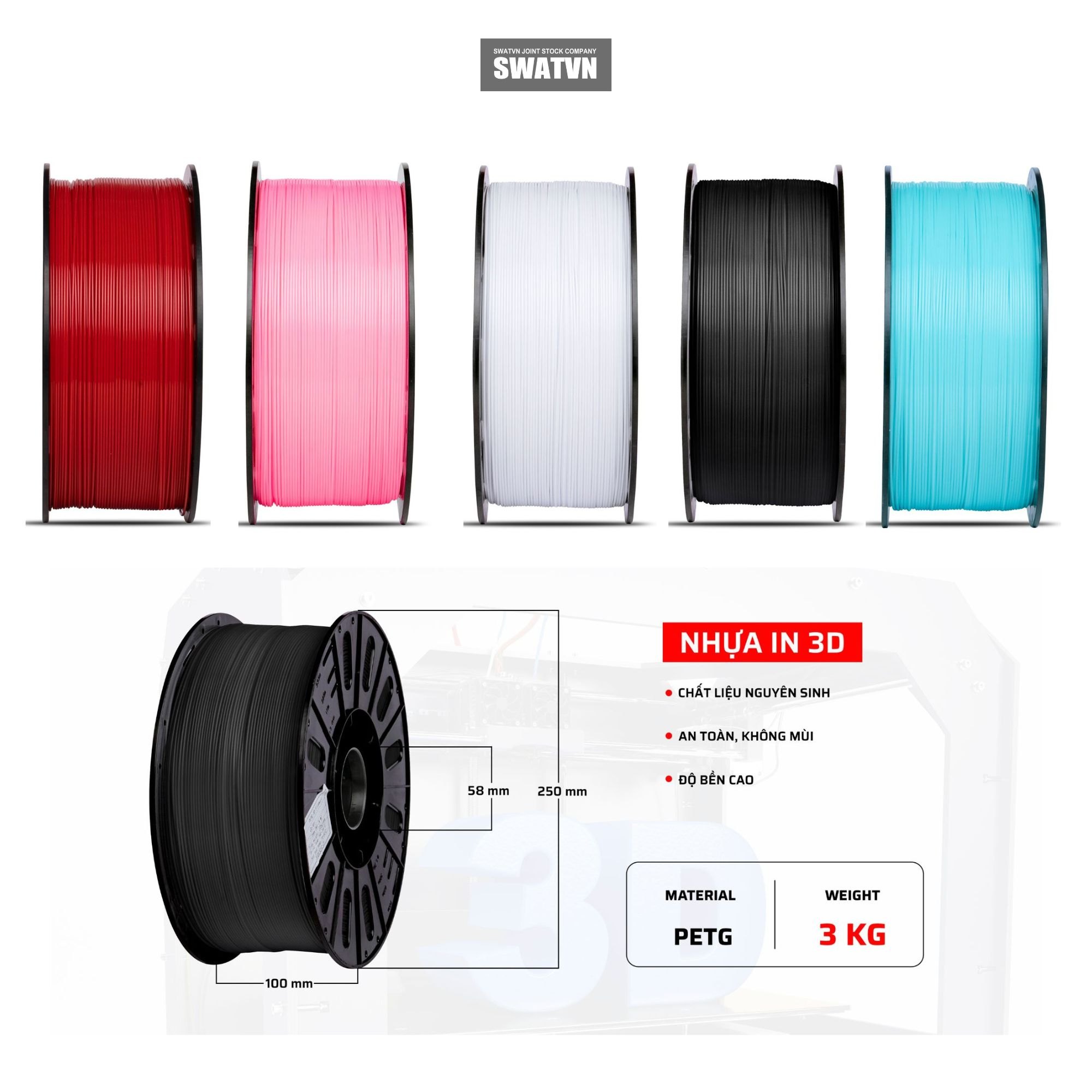 NHỰA PETG IN 3D CHẤT LƯỢNG CAO – GIẢI PHÁP VẬT LIỆU BỀN, ỔN ĐỊNH CHO MỌI DỰ ÁN