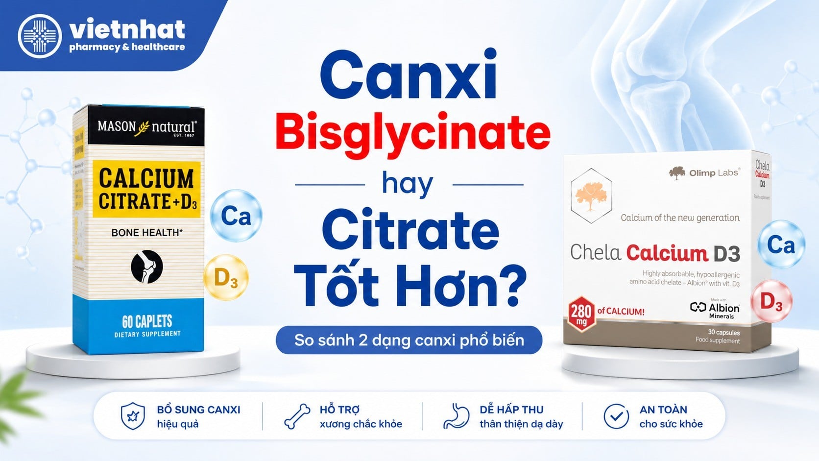[Giải Đáp] Canxi Bisglycinate hay Citrate Tốt Hơn?  Đâu là Lựa Chọn Phù Hợp