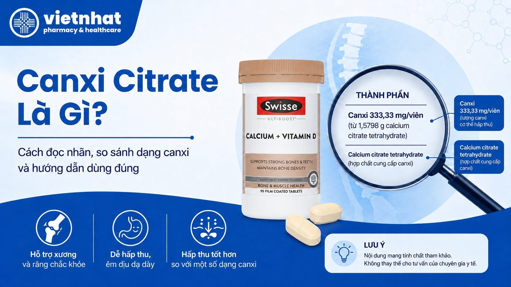 Canxi Citrate Là Gì? Hữu Cơ Hay Vô Cơ & Top 3 Sản Phẩm 2026