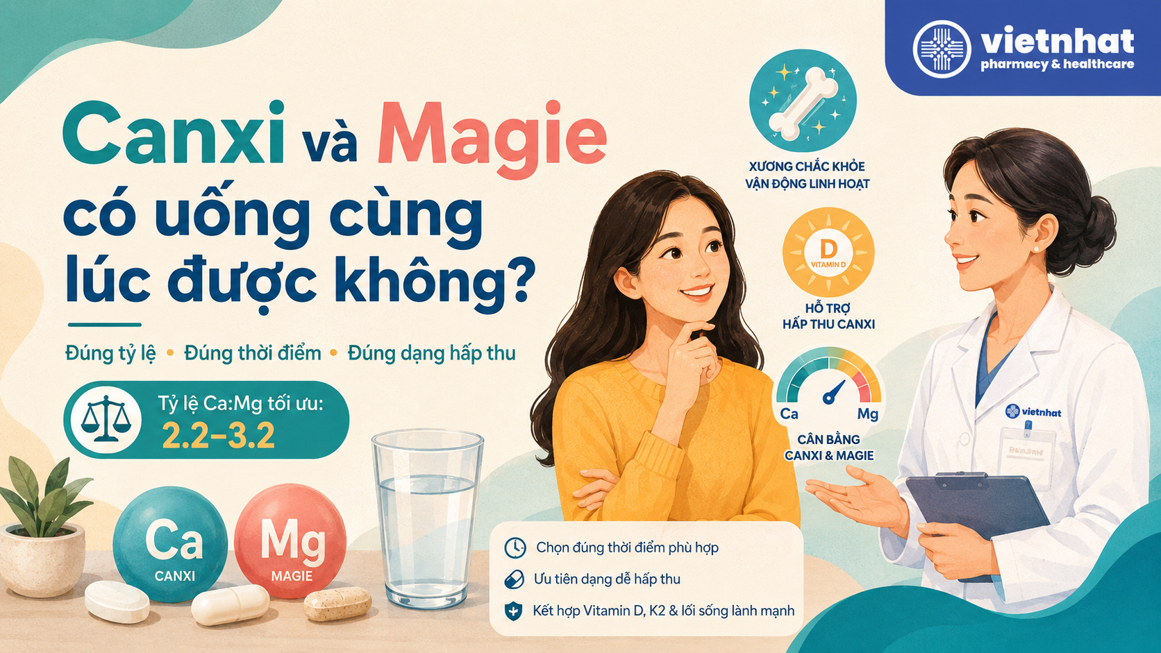 Tại sao cần bổ sung magie cùng với canxi và Uống Canxi Và Magie Cùng Lúc Được Không?