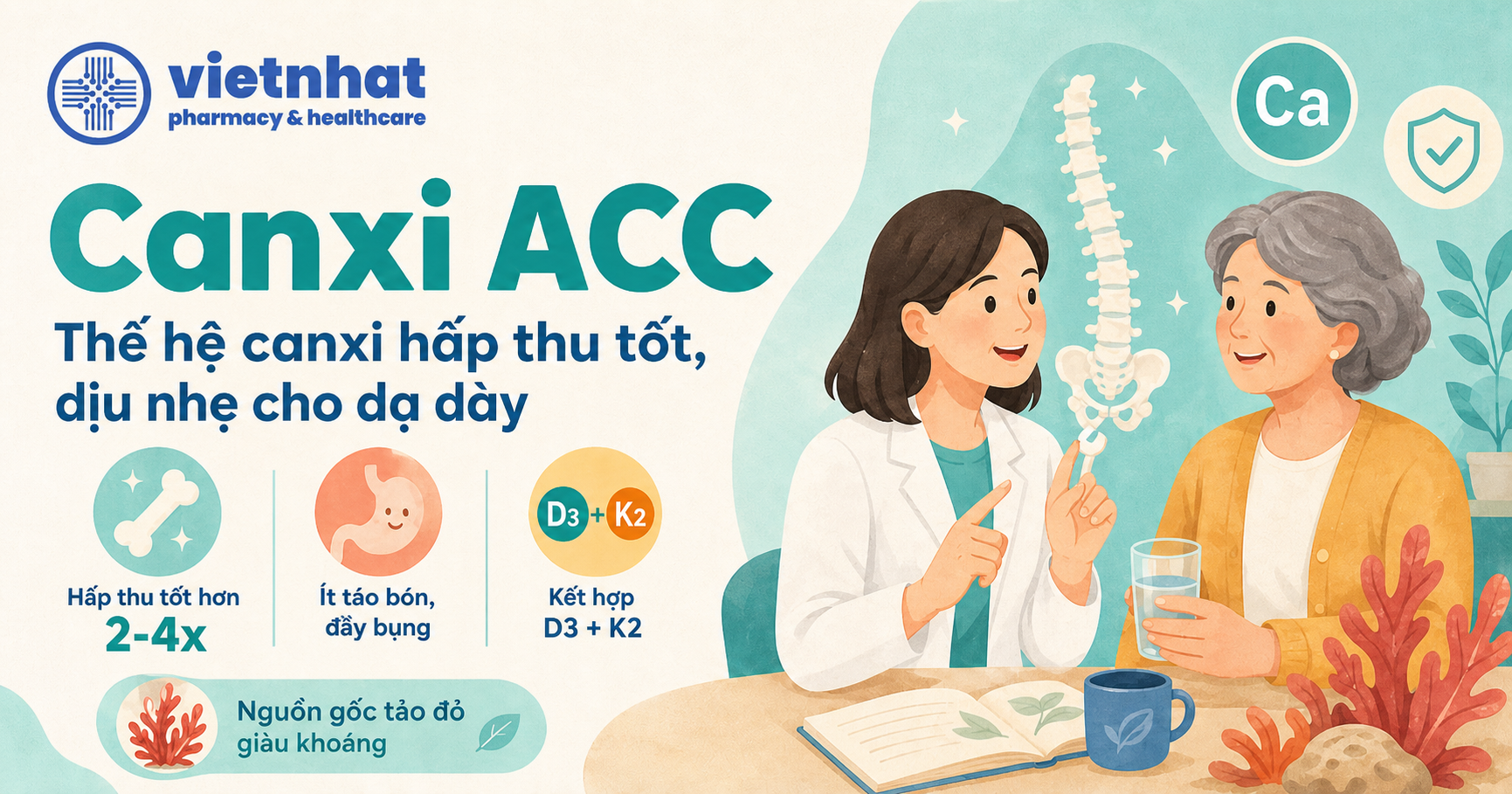 Canxi ACC là gì? Công nghệ Amorphous Calcium Carbonate hấp thu gấp 4 lần