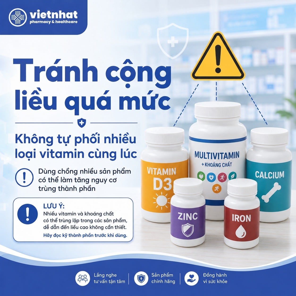 nhathuocvietnhat.vn- Cảnh báo tránh cộng liều quá mức khi dùng nhiều loại vitamin cùng lúc