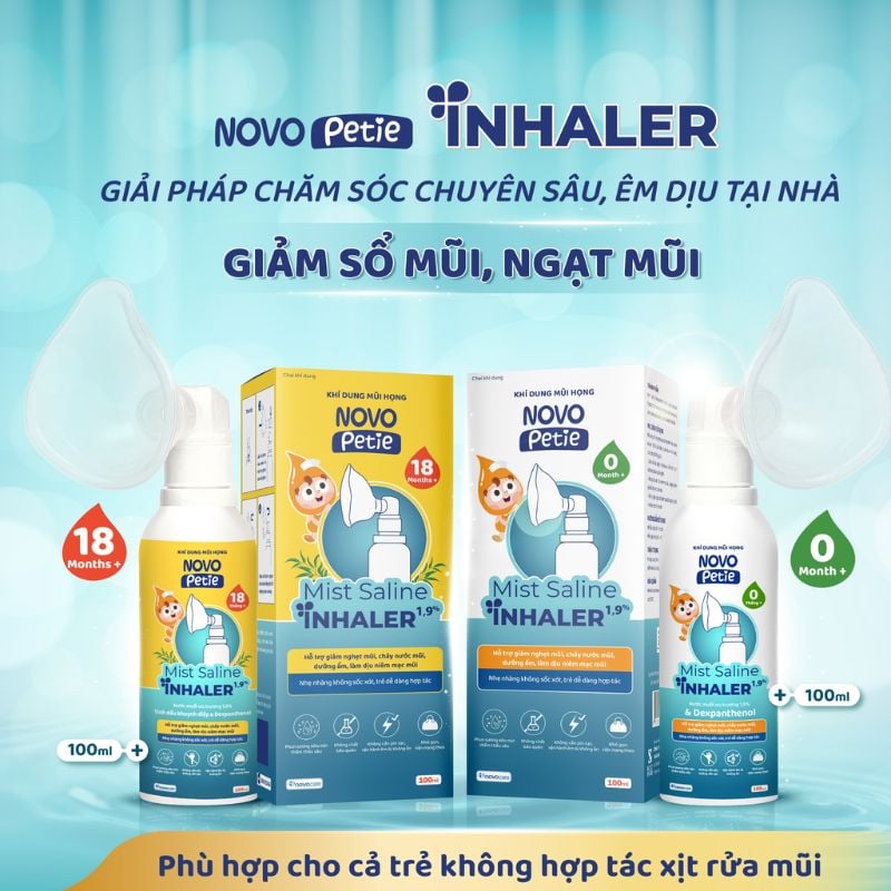 nhathuocvietnhat.vn - Khí dung mũi họng Novopetie, Hỗ trợ giảm sổ mũi, ngạt mũi cho trẻ em