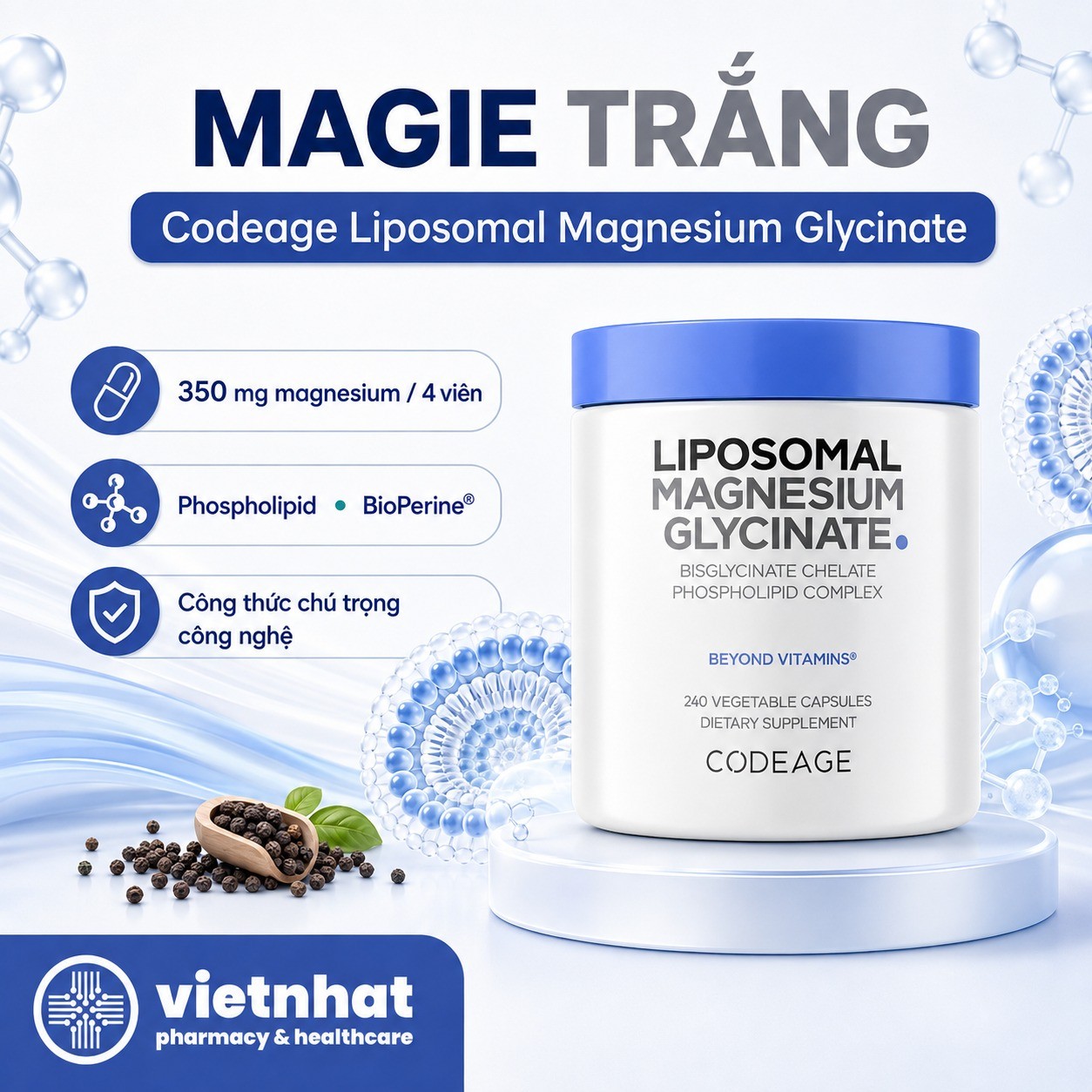 nhathuocvietnhat.vn-Codeage Liposomal Magnesium Glycinate từ Mỹ