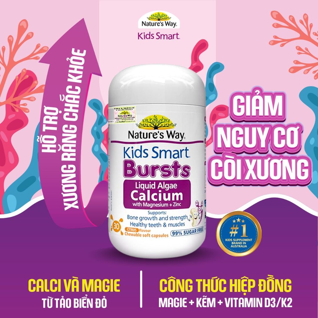 nhathuocvietnhat.vn - Nature's Way Bursts Calcium With Magnesium + Zinc, bổ sung canxi, hỗ trợ xương răng chắc khoẻ