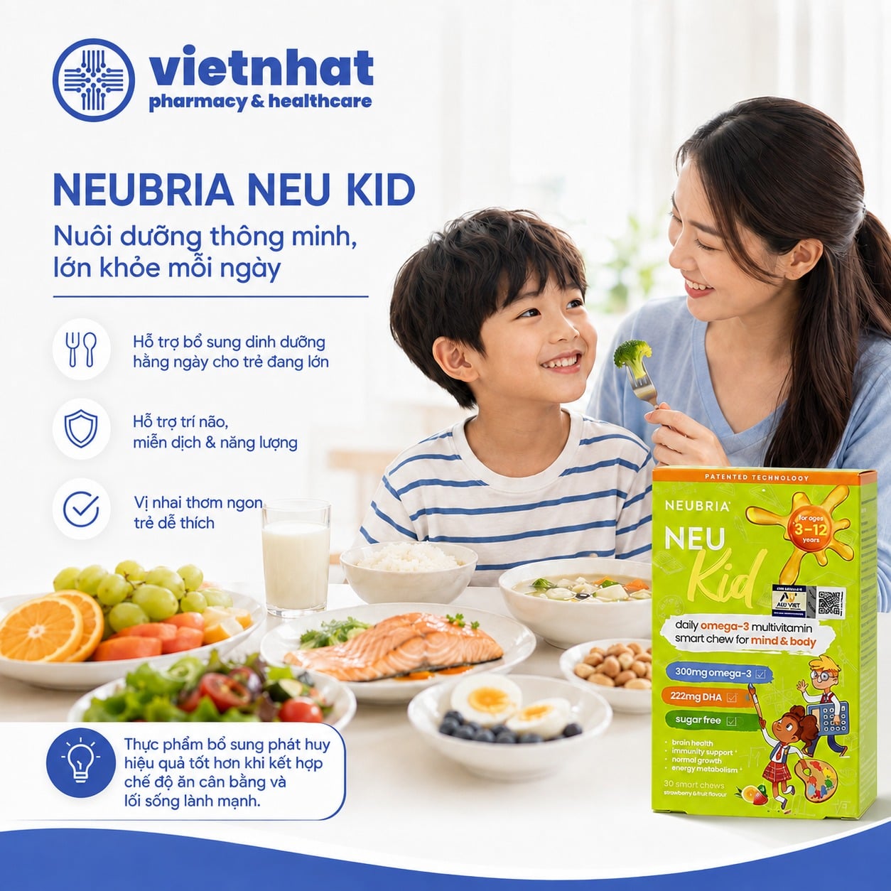 nhathuocvietnhat.vn-Neubria Neu Kid Multivitamin + Omega-3 cho trẻ 3-12 tuổi