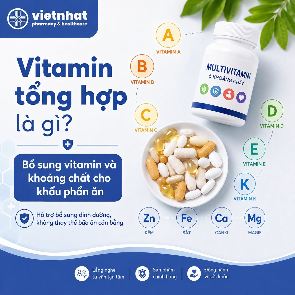 nhathuocvietnhat.vn- Vitamin tổng hợp giúp bổ sung các vitamin và khoáng chất thiếu yếu