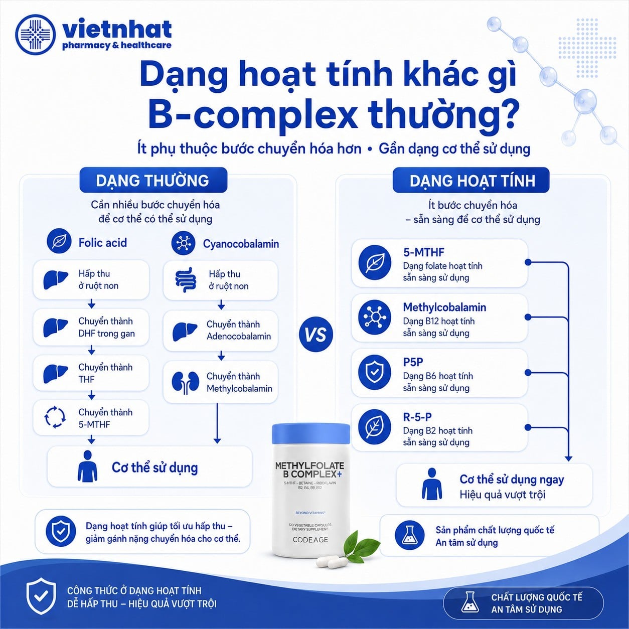nhathuocvietnhat.vn-So sánh vitamin B dạng hoạt tính và B-complex dạng thường