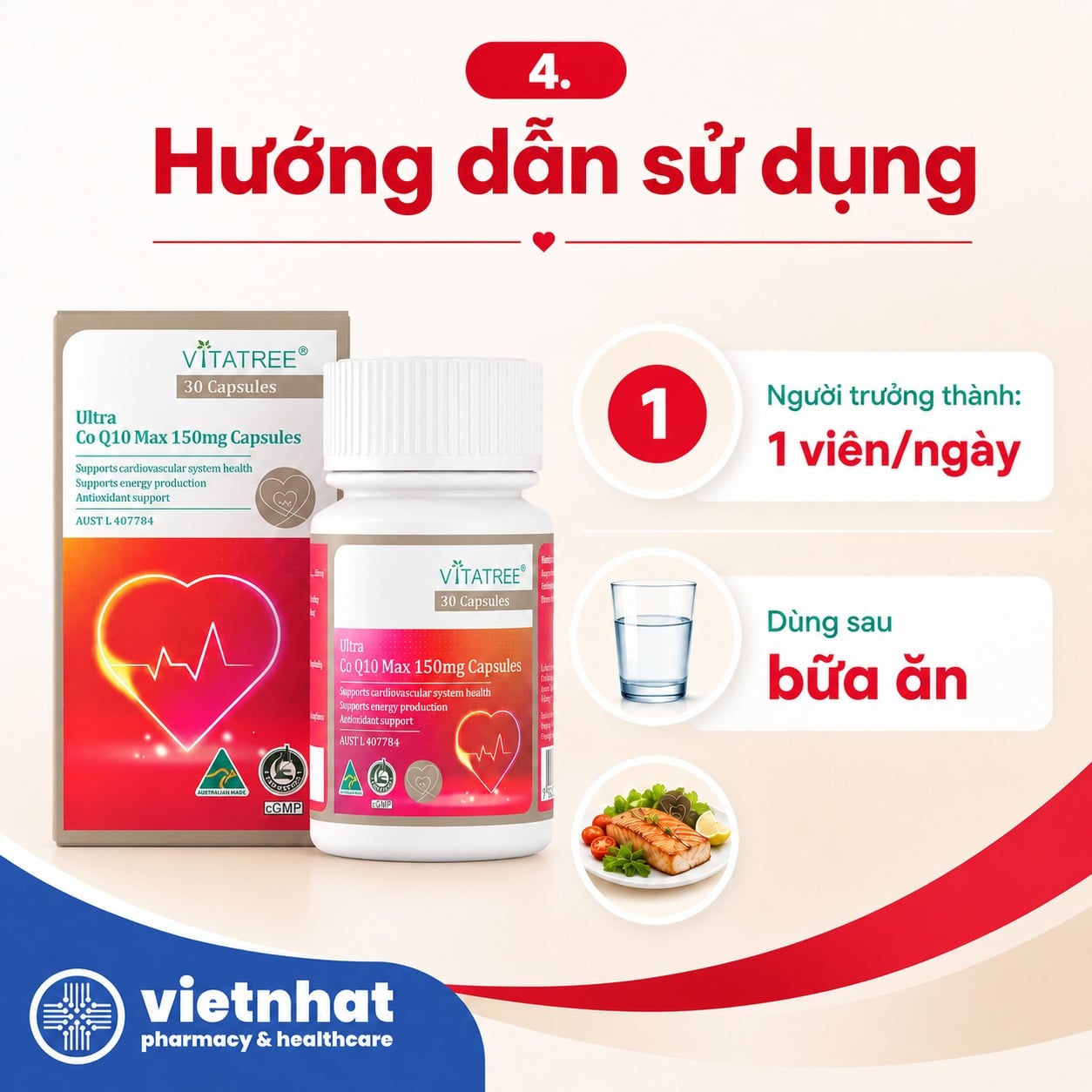 nhathuocvietnhat.vn-Cách uống Vitatree Ultra CoQ10 Max
