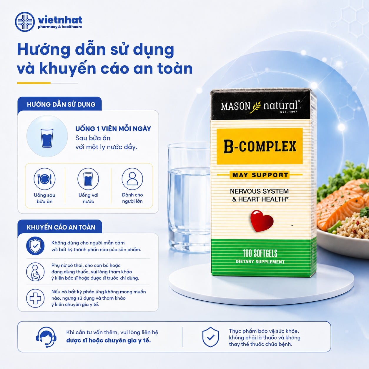 nhathuocvietnhat.vn-Hướng dẫn uống Mason Natural B-Complex đúng cách