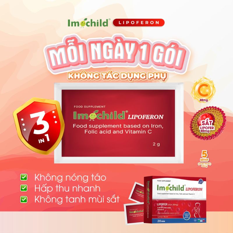nhathuocvietnhat.vn -  Imochild Lipoferon - Bổ sung sắt, hỗ trợ phòng ngừa thiếu máu do thiếu sắt cho mẹ bầu