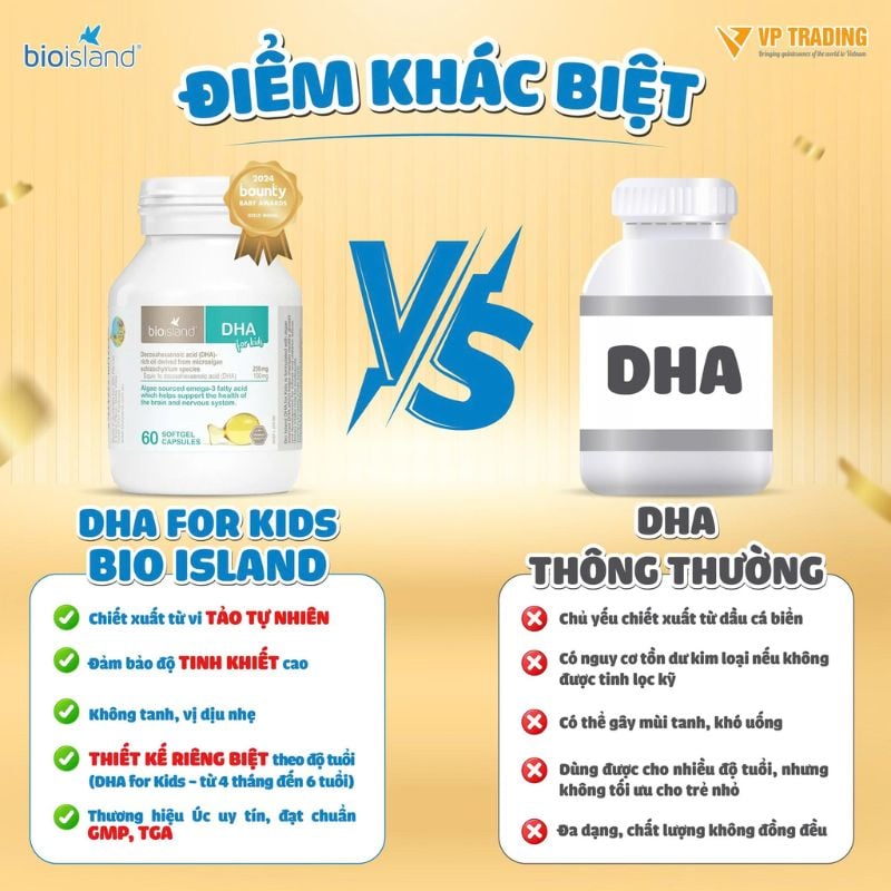 nhathuocvietnhat.vn -  Điểm kh&aacute;c biệt giữa DHA Bio Island cho b&eacute; với c&aacute;c sản phẩm DHA th&ocirc;ng thường