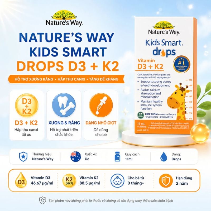 nhathuocvietnhat.vn-D3K2 Nature's Way, Bổ Sung Vitamin D3K2 Giúp Xương Chắc Khoẻ Cho Trẻ Sơ Sinh Và Trẻ Nhỏ
