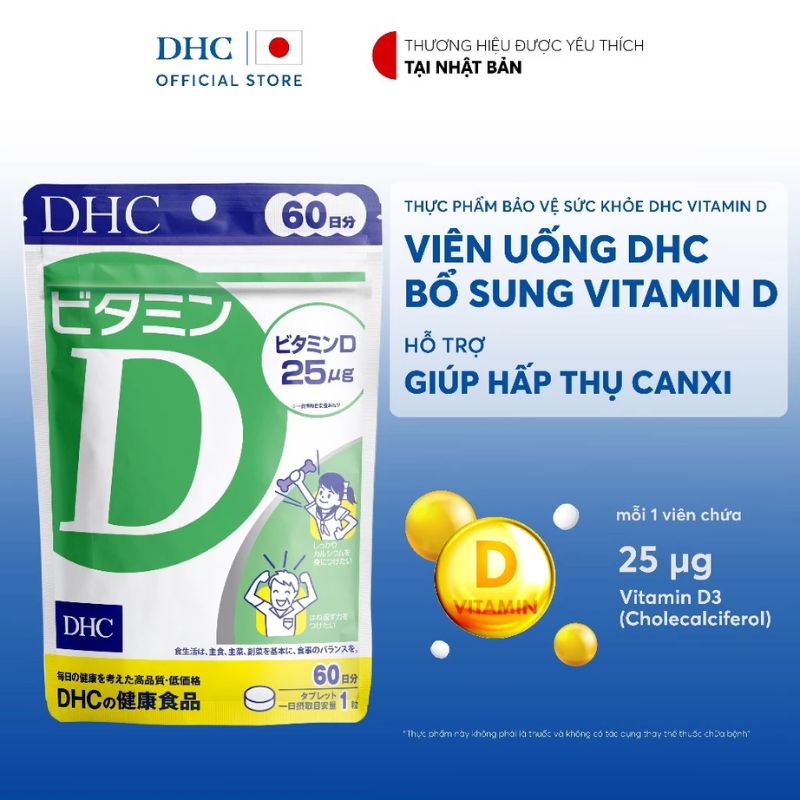 nhathuocvietnhat.vn - Viên uống DHC Vitamin D3, hỗ trợ tăng cường hấp thu canxi hiệu quả