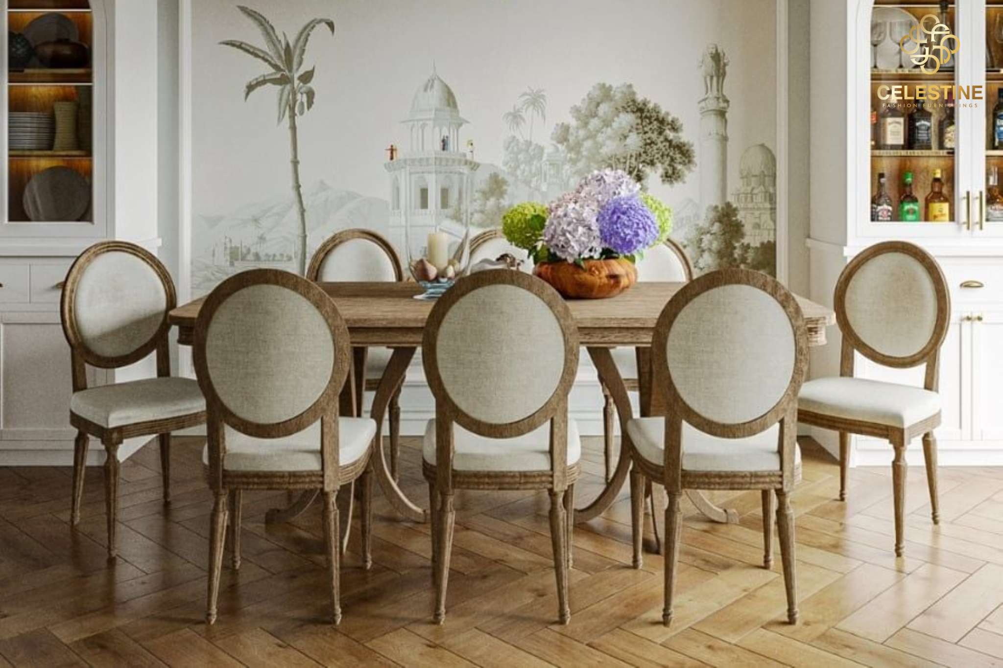 Bàn ăn 6 ghế luxury Modern Classic tạo điểm nhấn tinh tế cho phòng ăn.