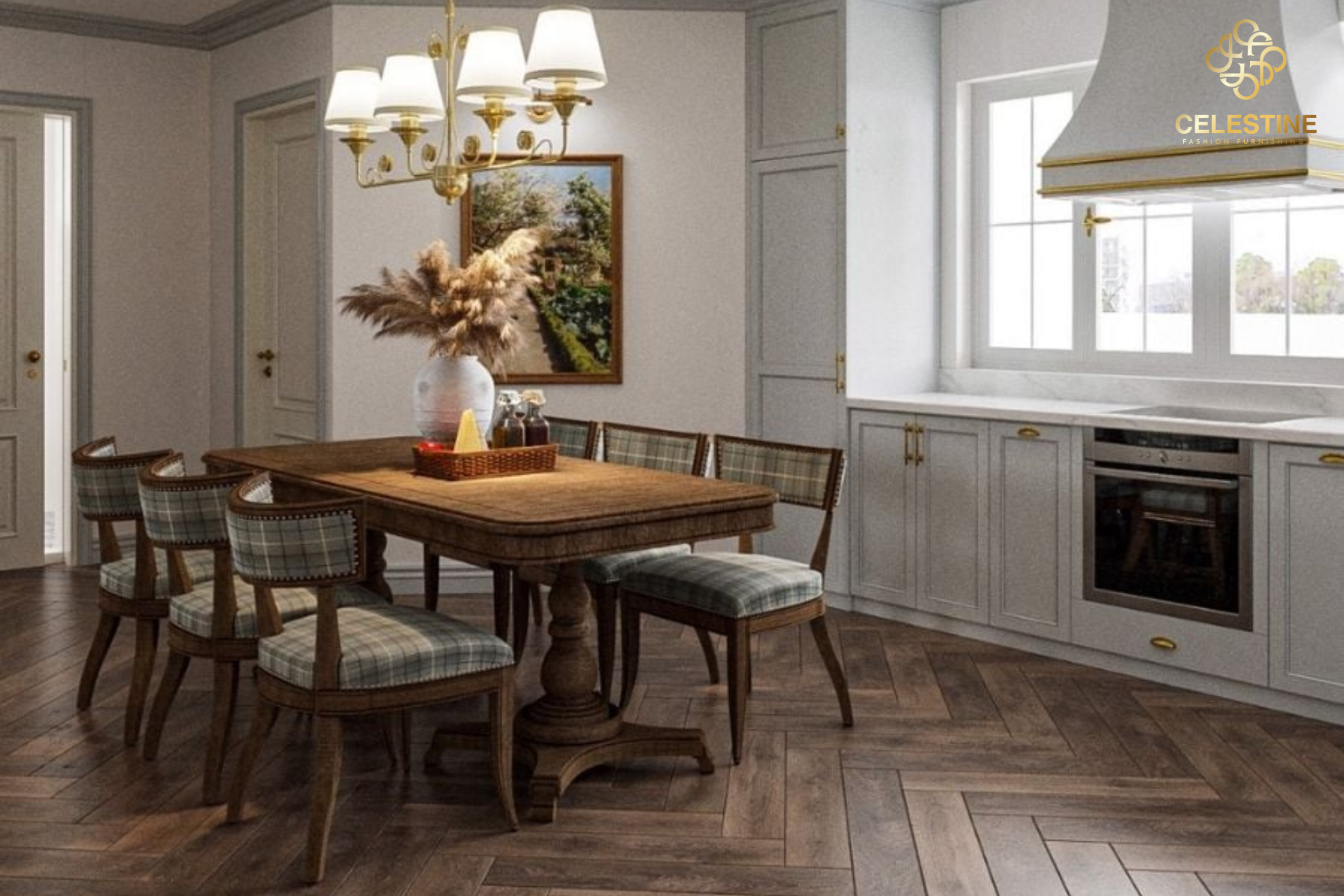 Bàn ăn Contemporary mang đến vẻ đẹp hiện đại và có chiều sâu.
