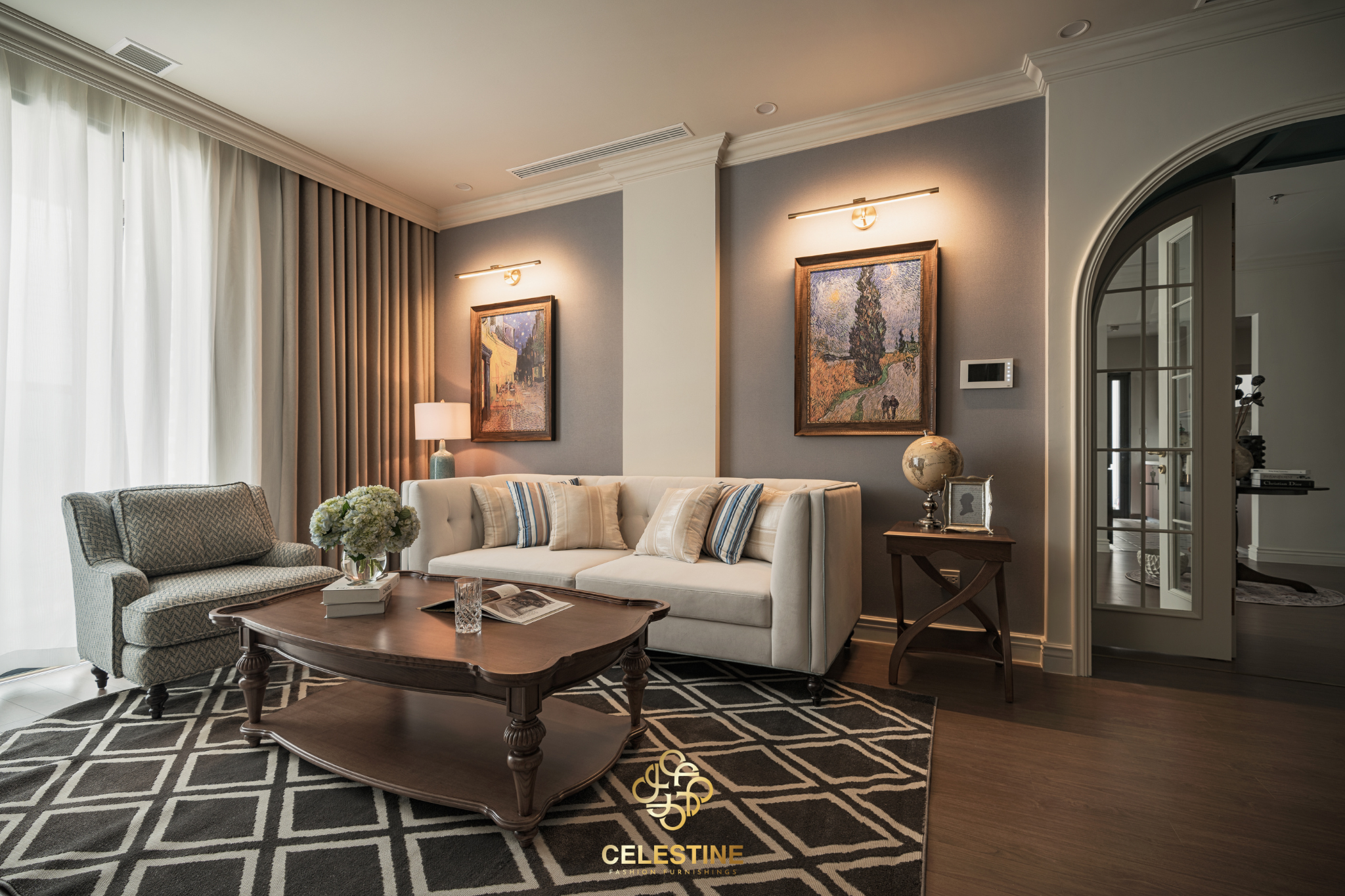 Bộ bàn bên sofa đôi mang đến sự linh hoạt cho phòng khách