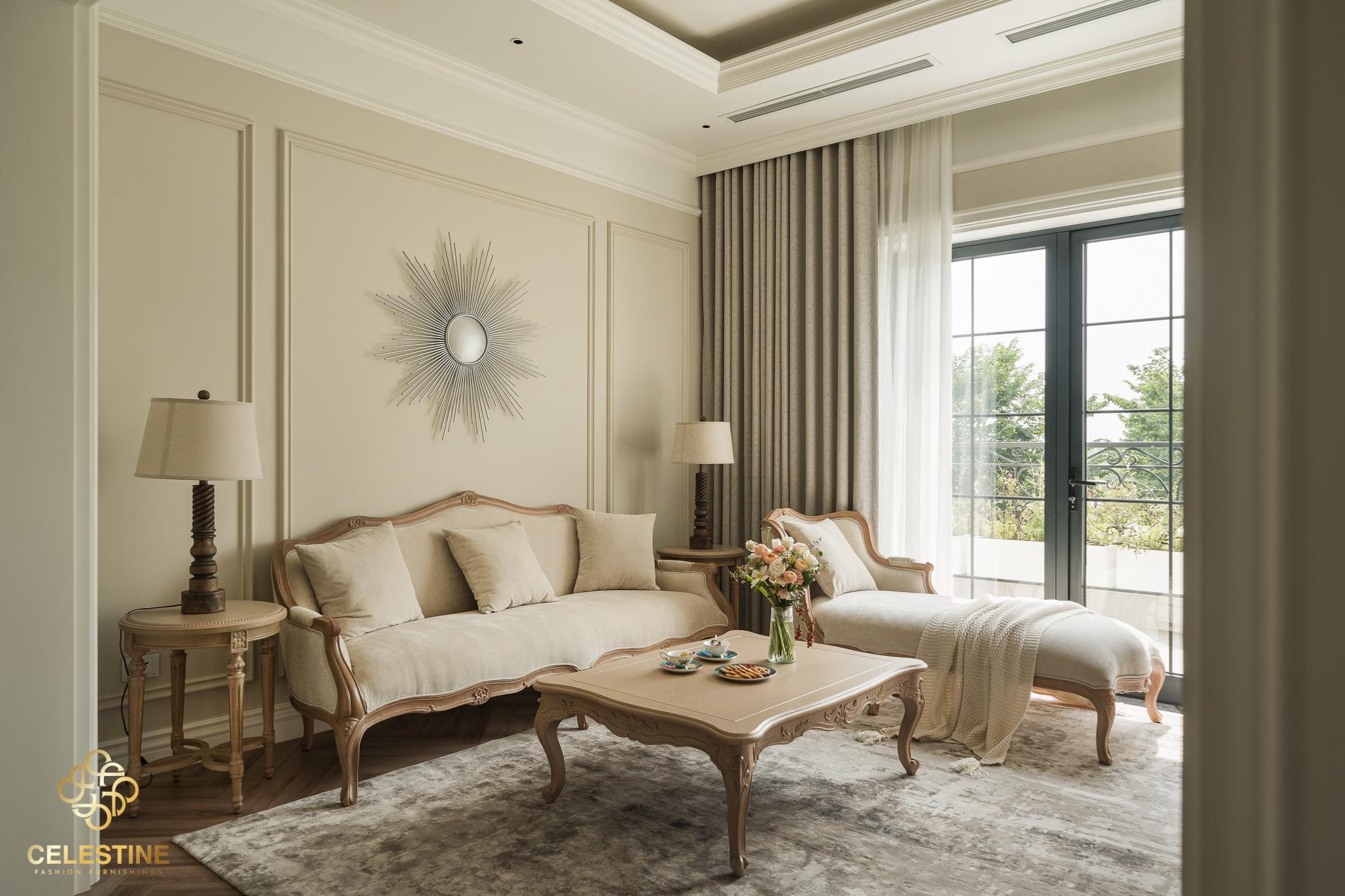Sofa luxury chữ L cho phòng khách rộng