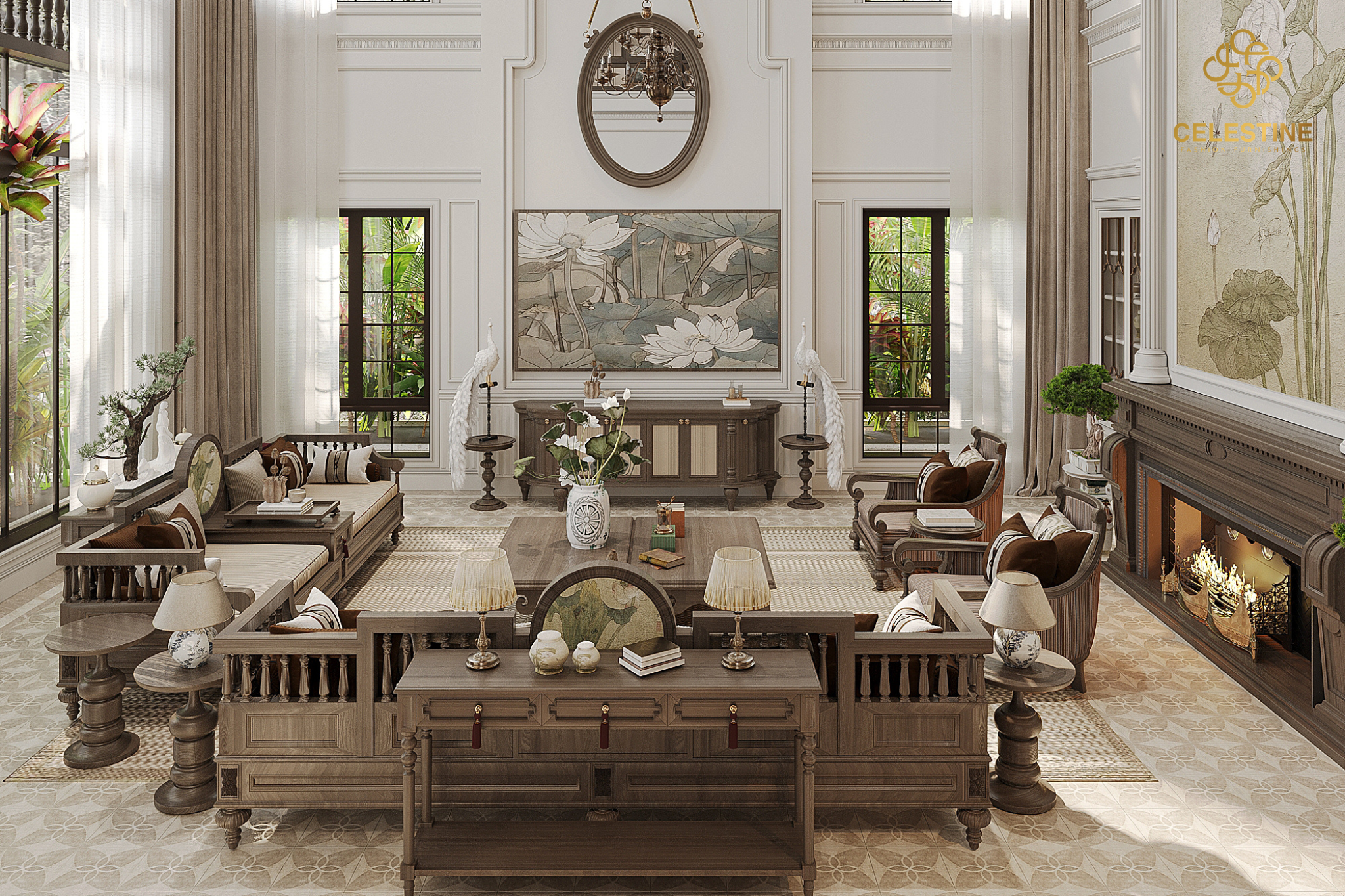 Sofa luxury khung gỗ tự nhiên
