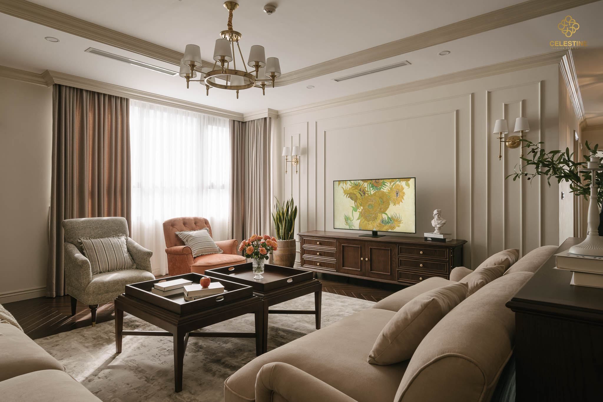 Ghế armchair tạo nên góc thư giãn đầy cảm xúc trong phòng khách