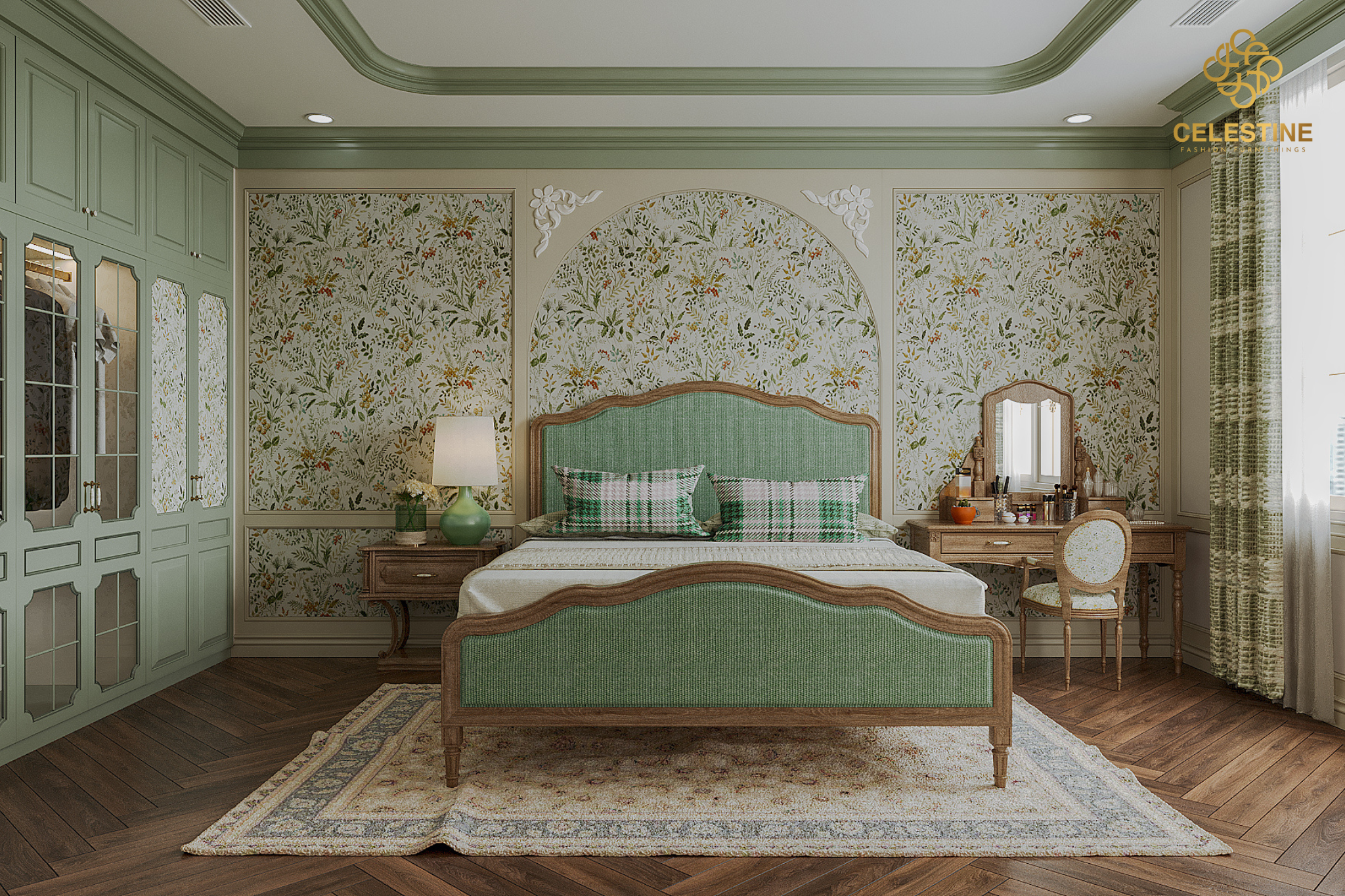 Giường King Size khung gỗ mang vẻ đẹp sang trọng và bền vững.