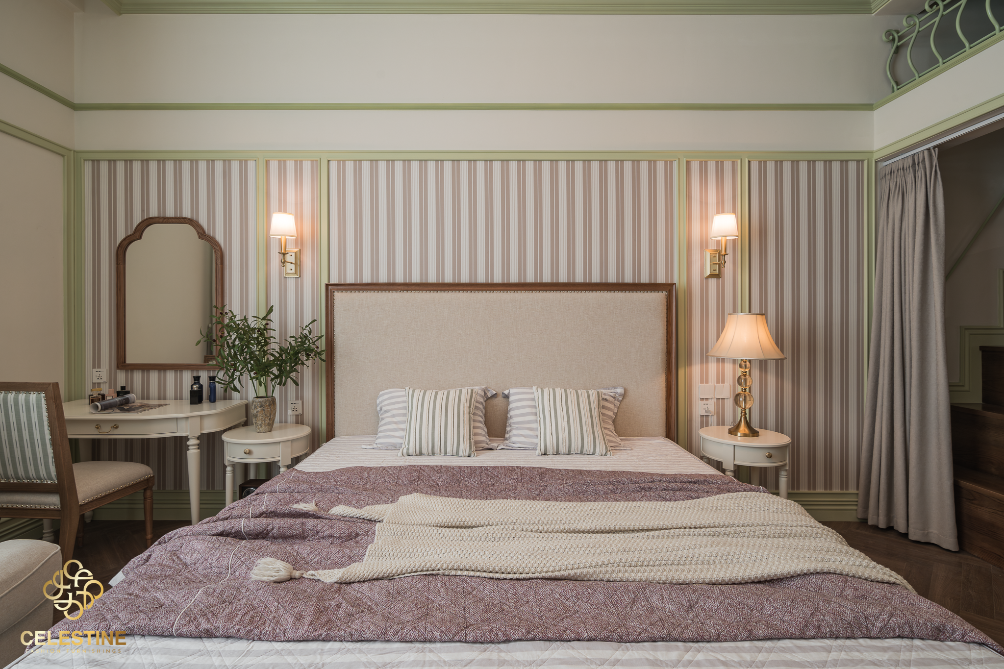 Giường King Size đồng bộ giúp hoàn thiện không gian phòng ngủ.