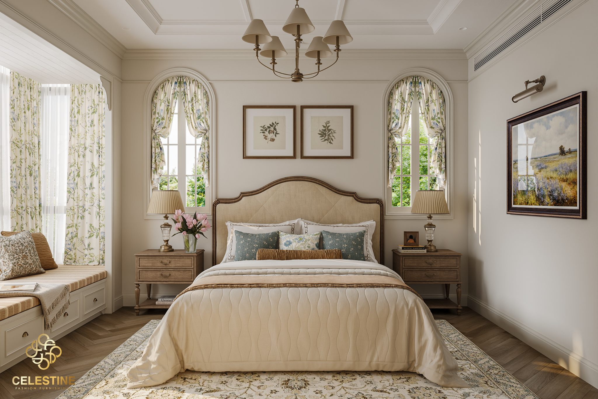 Giường Contemporary tạo nên không gian nghỉ ngơi hiện đại.