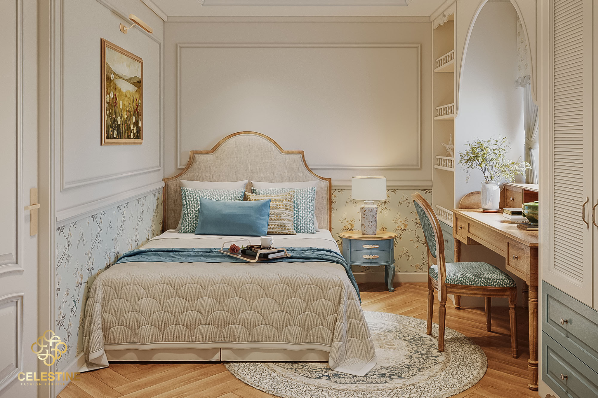 Giường King Size phù hợp giúp nâng cao chất lượng không gian nghỉ ngơi.