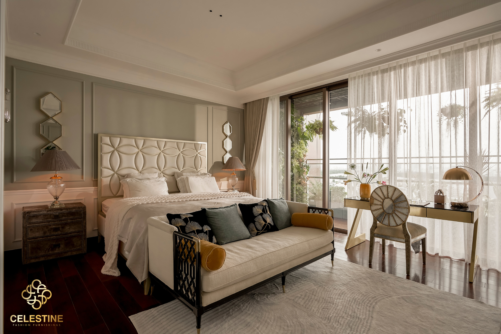 Celestine kiến tạo phòng ngủ nữ tính thanh lịch, đồng bộ và chuẩn nội thất Âu Mỹ.
