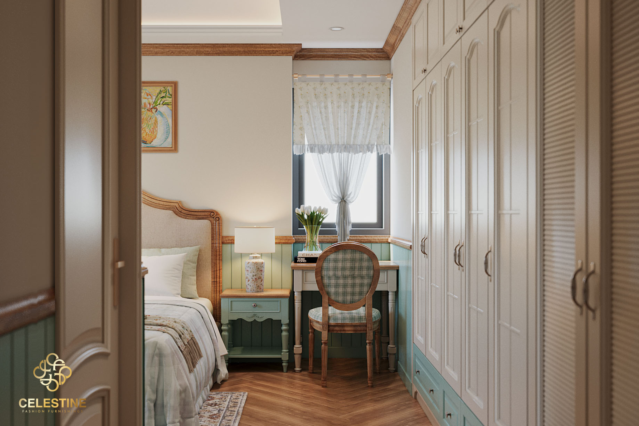 Bàn trang điểm Luxury tối giản tạo cảm giác nhẹ nhàng cho phòng ngủ.