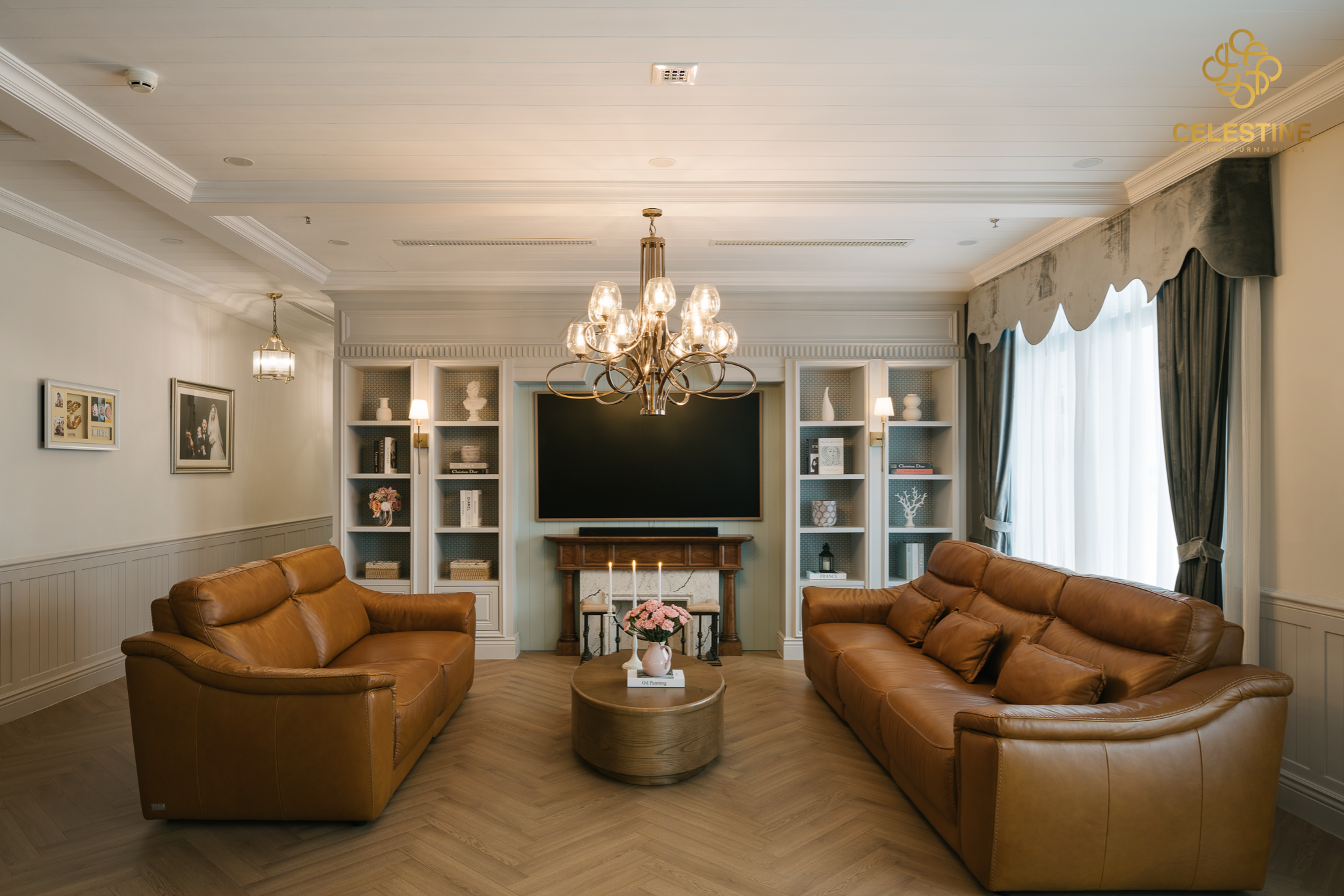 Sofa da cao cấp hoàn thiện vẻ đẹp sang trọng cho phòng khách.