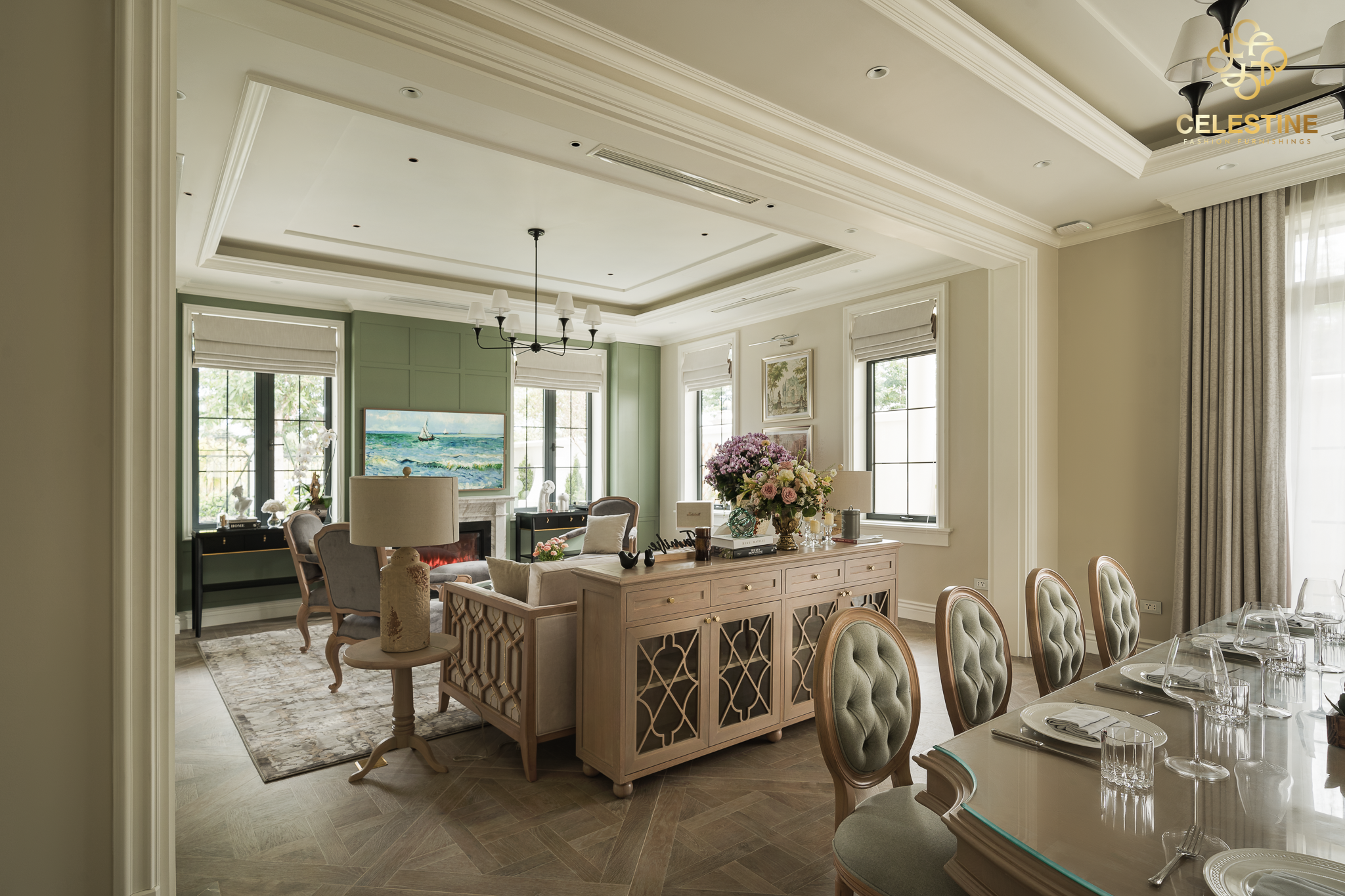 Juliette mang đến vẻ đẹp bề thế cho không gian phòng ăn.