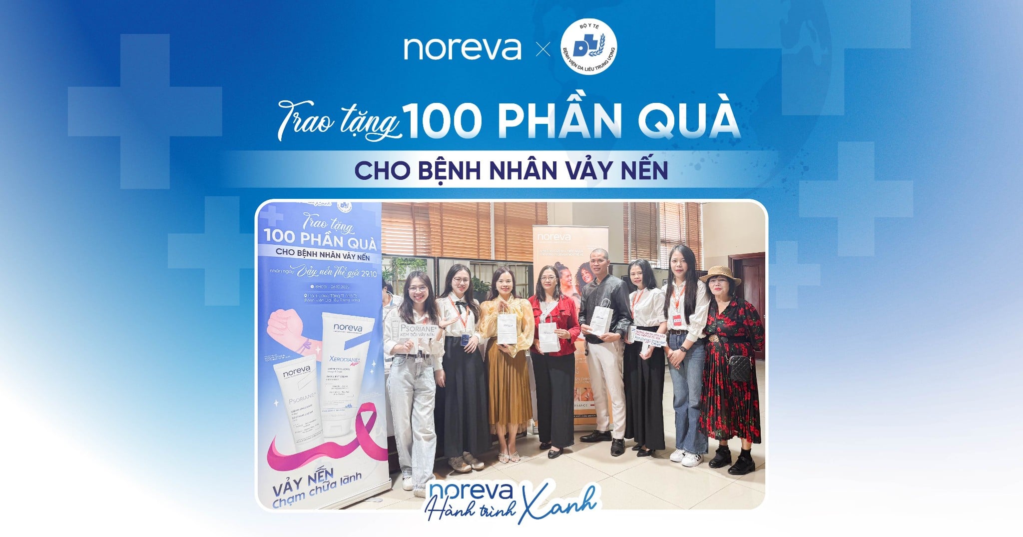 NOREVA HÀNH TRÌNH XANH GỬI TẶNG 100 SUẤT QUÀ CHO BỆNH NHÂN VẢY NẾN TẠI BỆNH VIỆN DA LIỄU TRUNG ƯƠNG