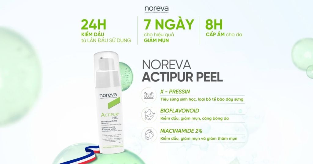 NOREVA ACTIPUR PEEL - SERUM 24H KIỀM DẦU TỪ LẦN ĐẦU SỬ DỤNG