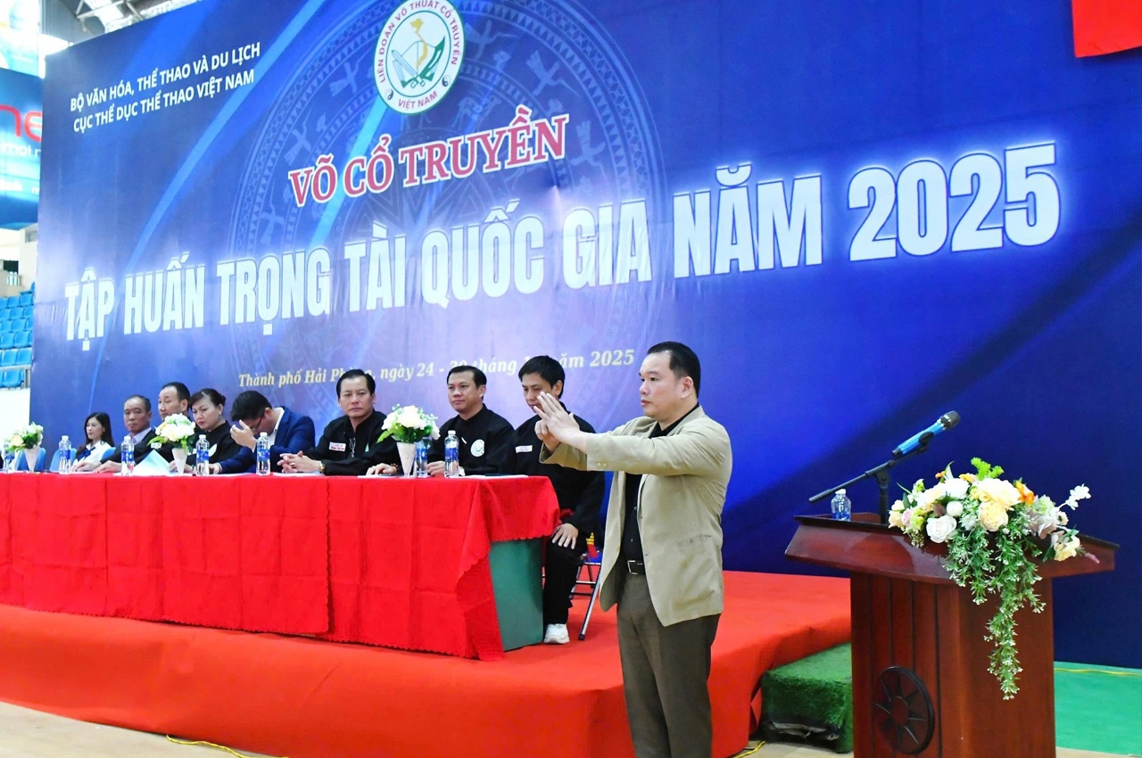 Gần 200 học viên thuộc 34 tỉnh thành tham dự Lớp tập huấn trọng tài Võ Cổ Truyền Quốc gia 2025