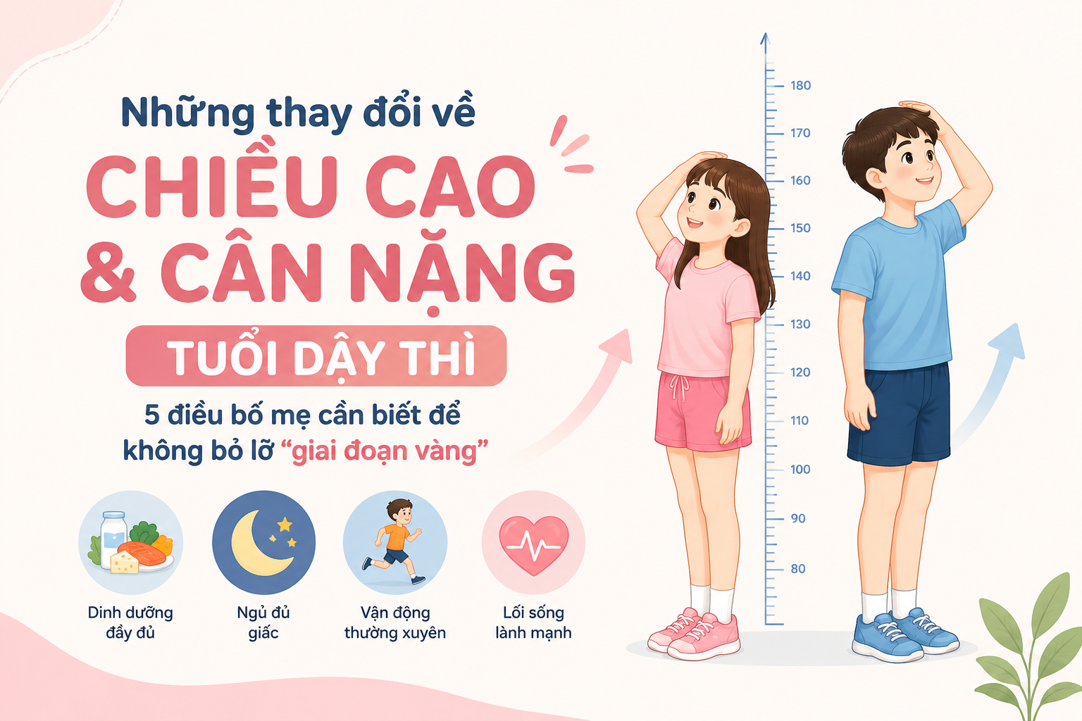 NHỮNG THAY ĐỔI VỀ CHIỀU CAO VÀ CÂN NẶNG TUỔI DẬY THÌ: 5 ĐIỀU BỐ MẸ CẦN BIẾT ĐỂ KHÔNG BỎ LỠ 