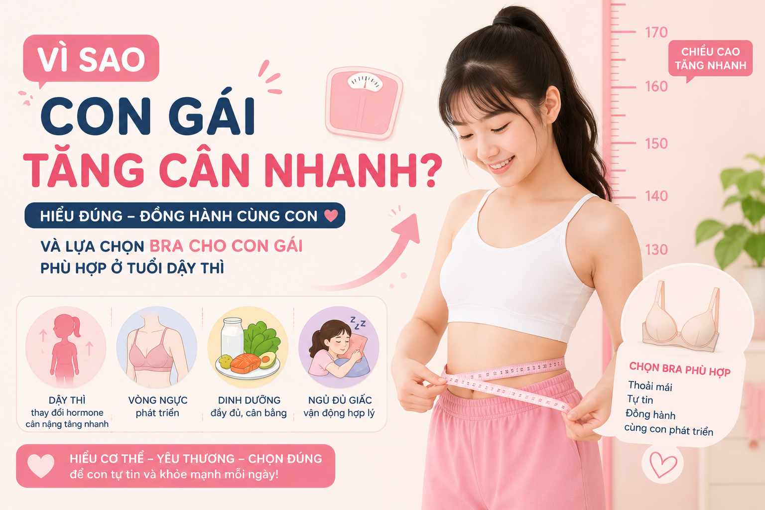 Vì sao con gái tăng cân nhanh? Đừng vội lo nếu con đang bước vào tuổi dậy thì