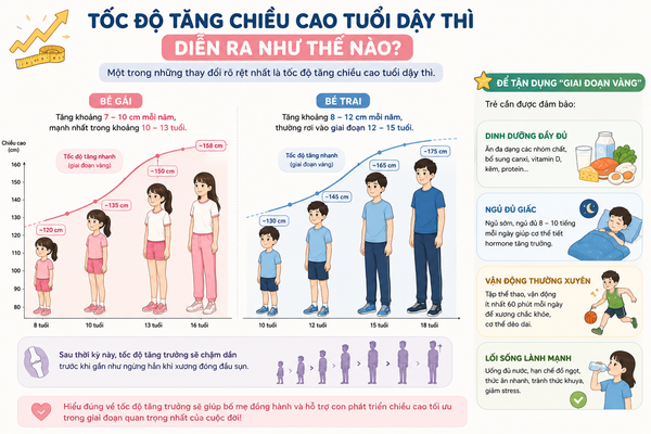 Giai đoạn vàng phát triển chiều cao cho con gái