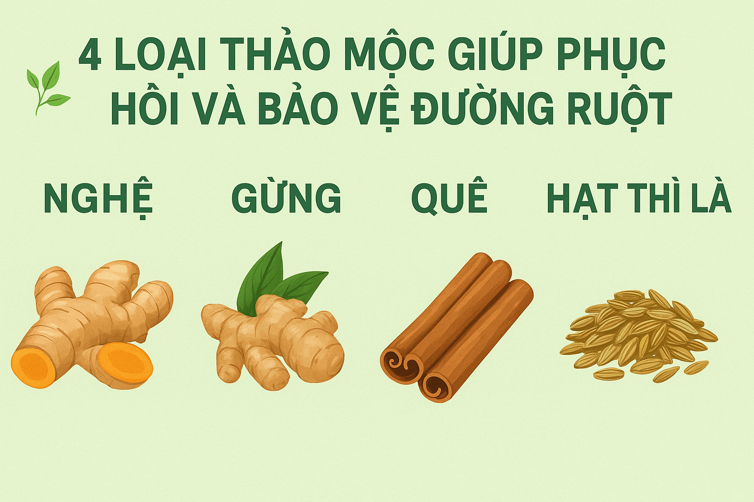 🌿 4 loại thảo mộc giúp phục hồi và bảo vệ đường ruột