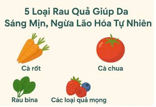 🌿 5 Loại Rau Quả Giúp Da Sáng Mịn, Ngừa Lão Hóa Tự Nhiên
