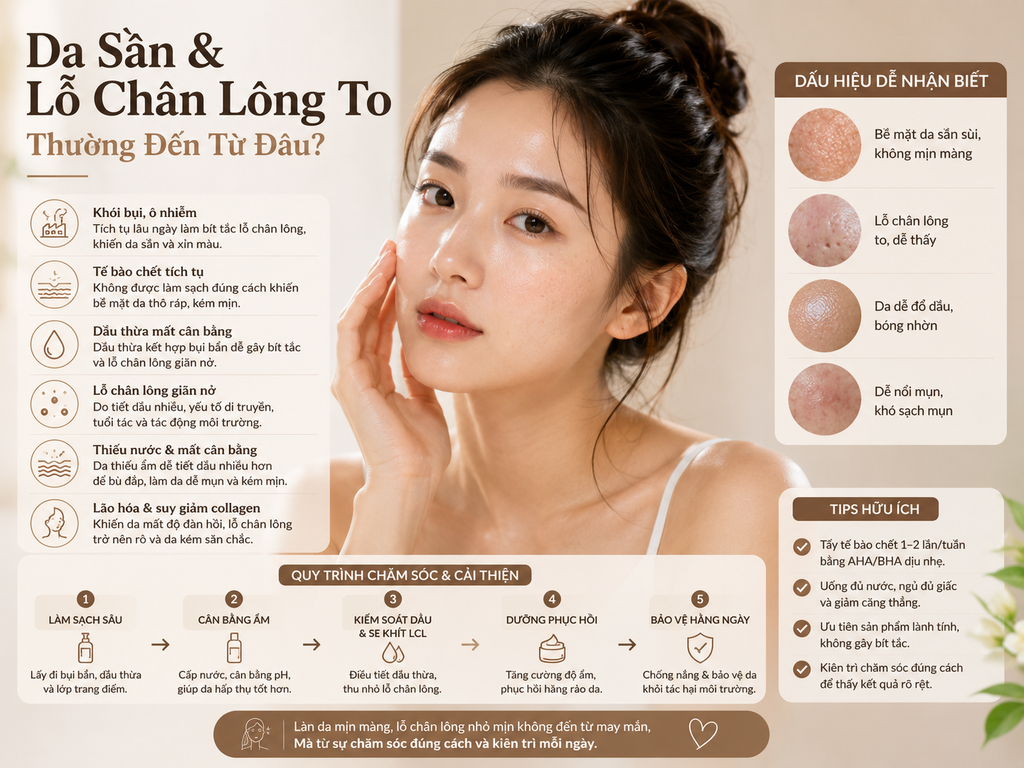 Da Sần Và Lỗ Chân Lông To Thường Đến Từ Đâu?