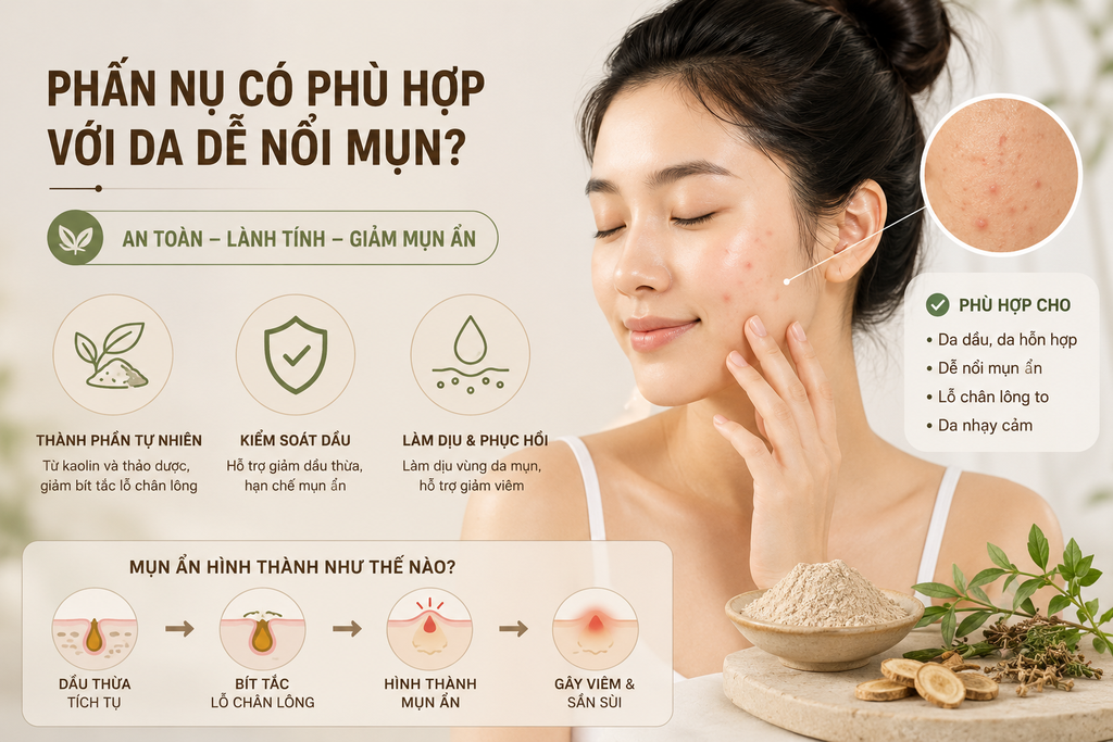 Phấn Nụ Có Phù Hợp Với Da Dễ Nổi Mụn Ẩn Không?