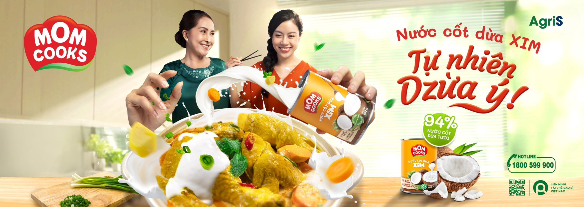 Mom Cooks - Nước cốt dừa đóng lon, nước màu dừa chất lượng