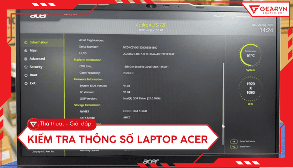 5 cách kiểm tra thông số laptop Acer đơn giản và chính xác nhất