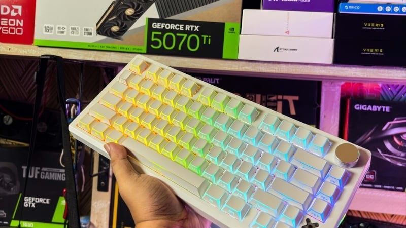 Bàn phím cơ gaming không dây DareU Flex 75 Shadowfold có núm xoay CNC