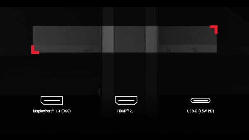 Màn hình Asus ROG Strix XG27ACDMS có các cổng kết nối tiện lợi
