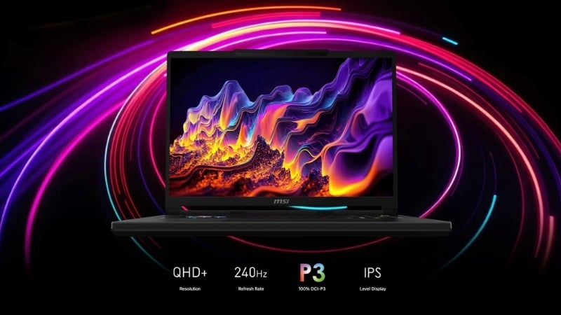 Laptop MSI Raider A16 HX B8WH-031VN có màn hình QHD+ 240Hz