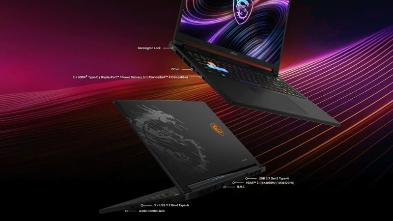 Laptop MSI Raider A16 HX B8WH-031VN có kết nối hiện đại