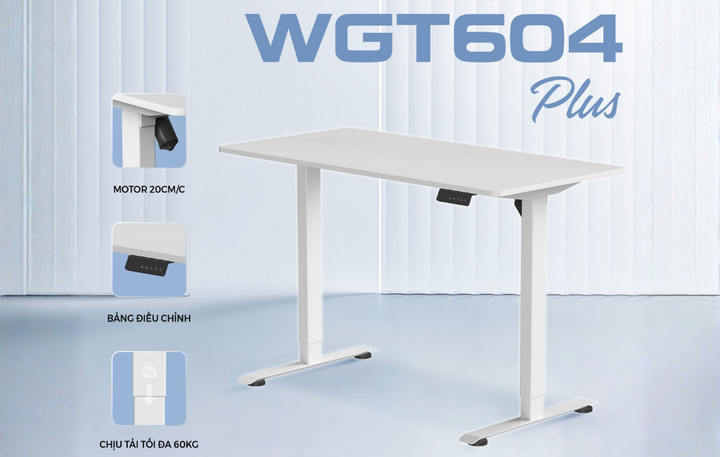 GEARVN - Bàn nâng hạ Warrior Paladin WGT604 White (version 2025)